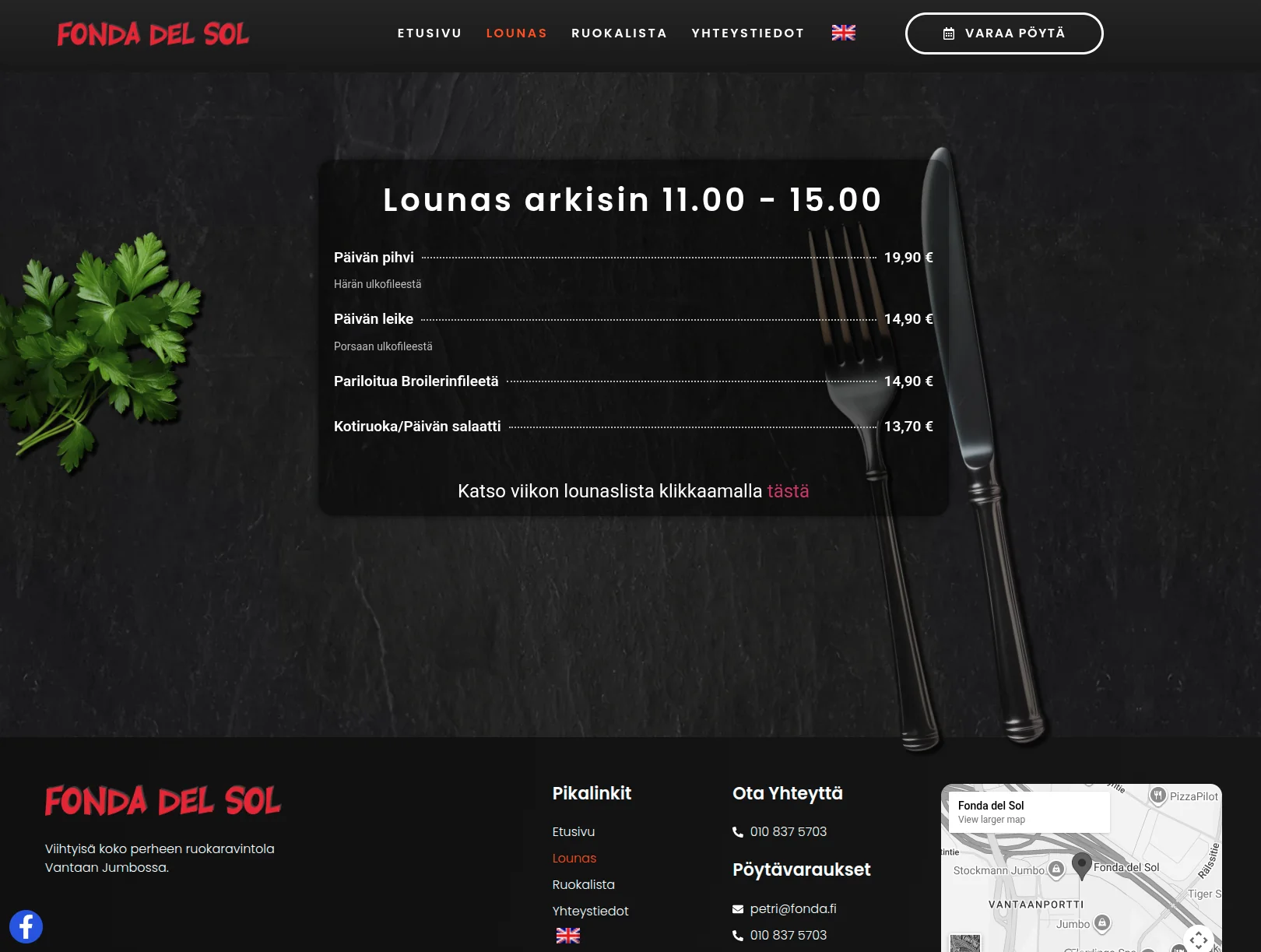 Ravintola Fonda verkkosivut