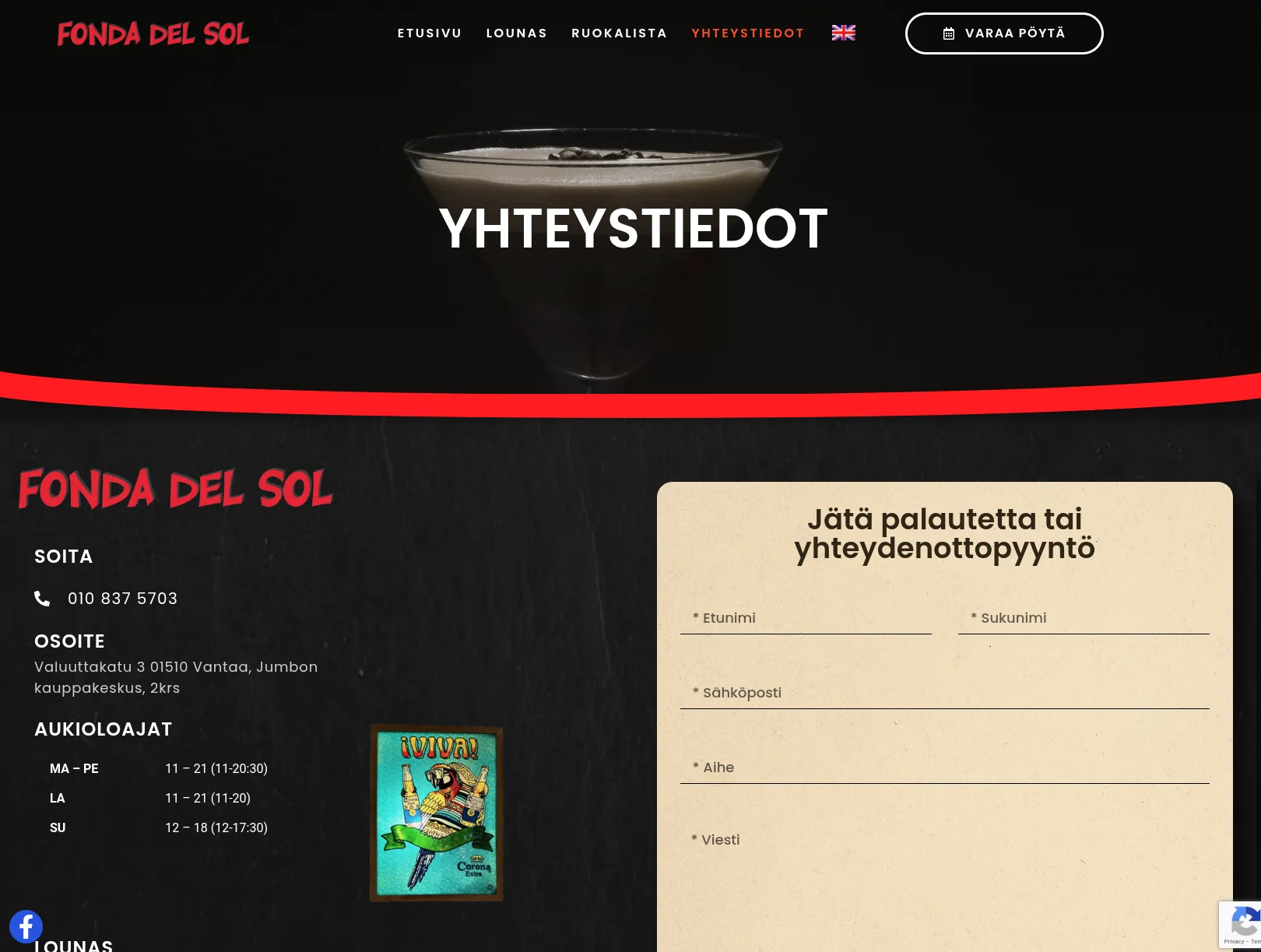 Ravintola Fonda menu