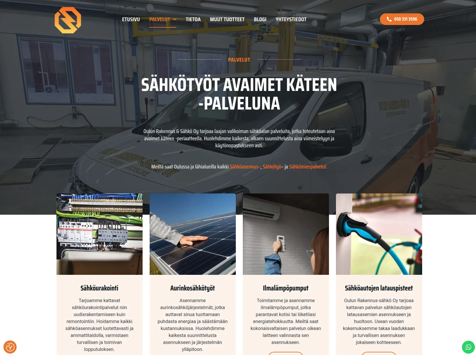 Oulun Rakennussähkö verkkosivut